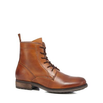 Tan burnished leather boots